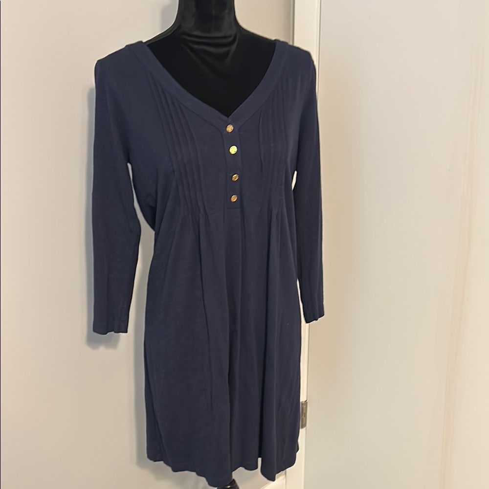 Lilly Pulitzer Navy Dress with Gold Buttons
